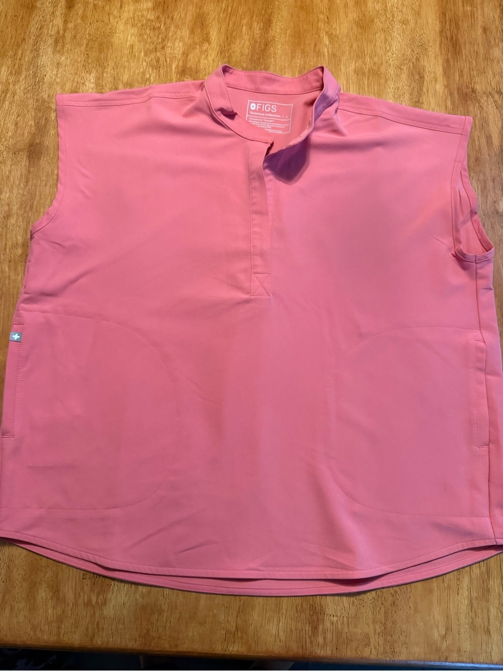 FIGS Women's Sleeveless Mock Collar Tank Top in Coral Pink